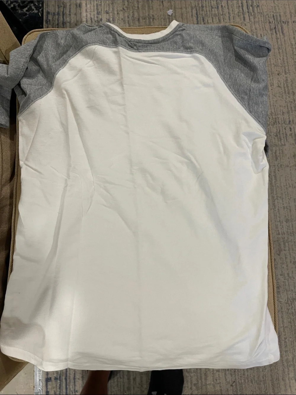 Jordan White Baseball Raglan Tee with Gray Sleeves